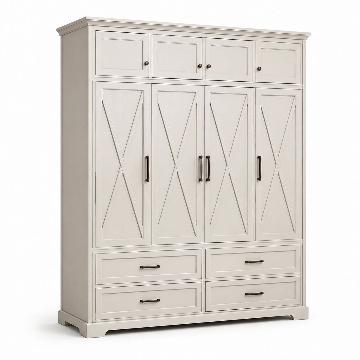 Armadio guardaroba in legno con cassetti color tortora 240x210x60 cm