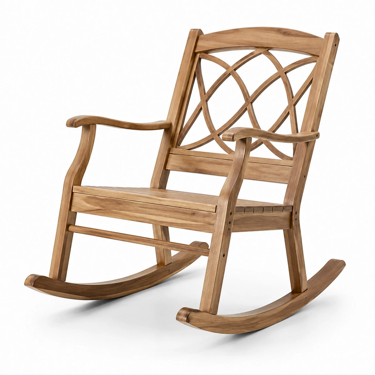 Sedia a Dondolo in Legno di Teak Naturale